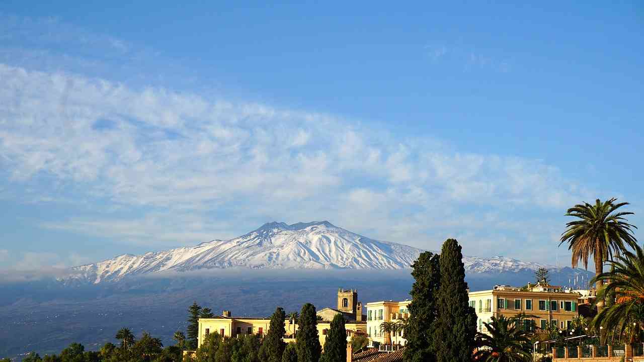 Вид на вулкан Этна в Италии